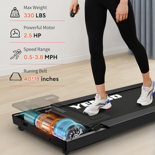 Walking Pad Treadmill, 2.5 HP Under Desk Treadmill for Home Office Walking Treadmill with LED Display,Remote Controller,330LBS Weight Capacity
