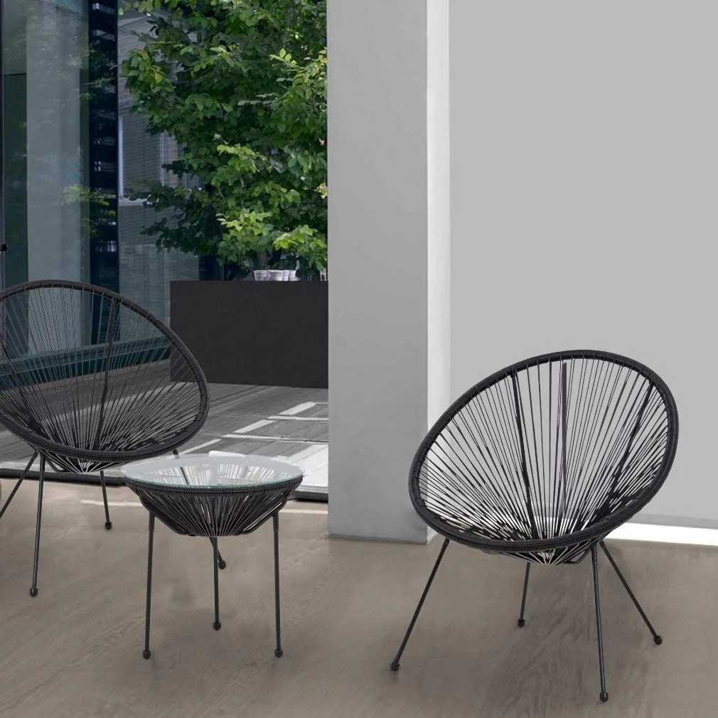 Bistro Table Set Patio Bistro Set Outdoor Chairs Set of 2 Acapulco Chairs Small Patio Table and Chairs All-Weather Hammock Weave Chair Set of 2 And