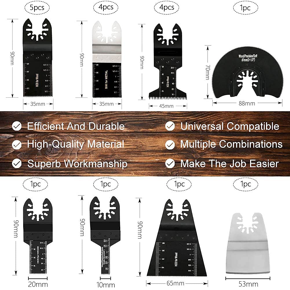 72 Pcs Oscillating Tool Blades Assorted Universal Carbide Multitool Blade Quick Release Oscillating Saw Blades Accessories Kit to Cut Metal Wood