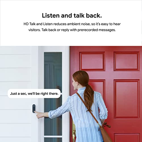 Google Nest Doorbell (Wired) - Formerly Nest Hello - Video Doorbell with 24/7 Streaming - Smart Doorbell Camera for Home with HDR Video