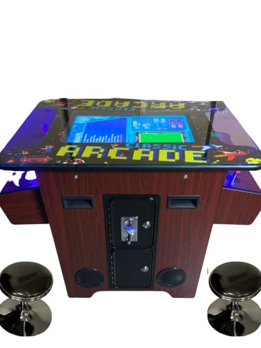 Full Size Commercial Grade Cocktail Arcade Machine 2 Player Upgraded Trackballs 412 Games 22" LCD Screen Tempered Glass 2 Stools Included 5 Year