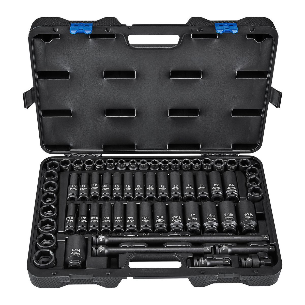QUINN 1/2 in. Drive SAE and Metric Master Impact Socket Set, 61-Piece