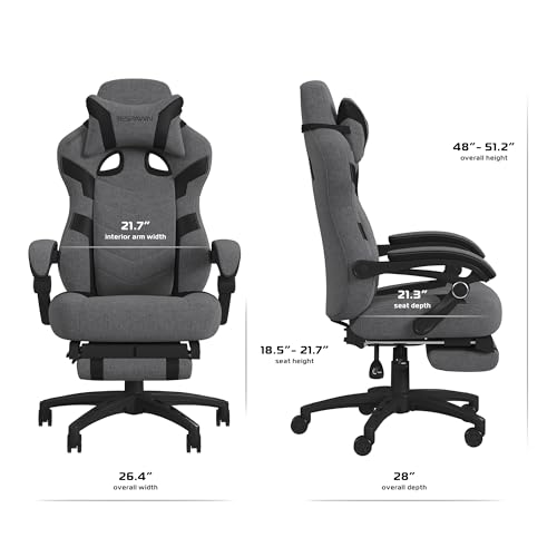 RESPAWN 110 Pro Gaming Chair - Gaming Chair with Footrest, Reclining Gaming Chair, Video Gaming Computer Desk Chair, Adjustable Desk Chair