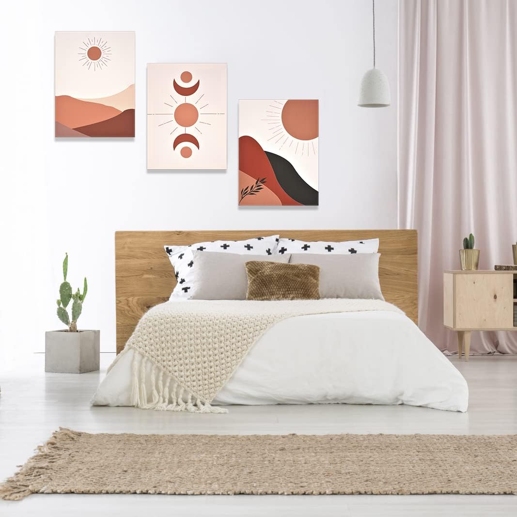 Modern Abstract Sun and Moon Boho Wall Art Painting