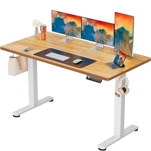 ErGear Height Adjustable Electric Standing Desk, 48 x 24 Inches Sit Stand up Desk, Memory Computer Home Office Desk with Two-Piece Desktop (Walnut)