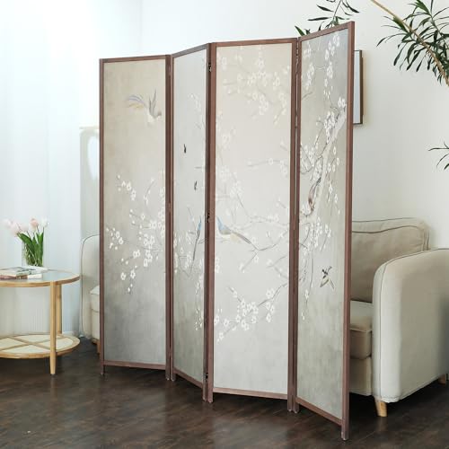 6 Panel Room Divider Screen,Double Faced Room Divider Folding Wall Divider for Room Separation,Mountains and Waters Landscape,67" H x 94.5" W