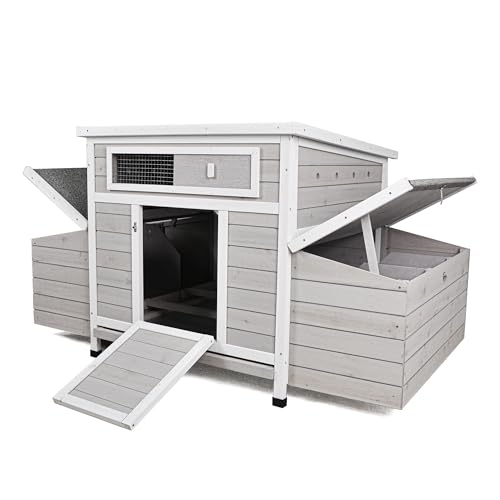 122" Large Chicken Coop with Run,Outdoor Chicken Run W/Nesting Box & Perch,Wooden Hen House W/Ramp & Sliding Trays