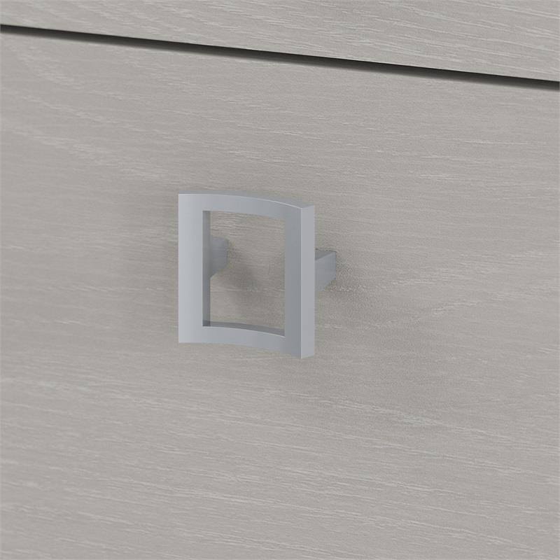 Office by Kathy Ireland Echo L Shaped Bow Front Desk with Mobile File Cabinet in Gray Sand - Bush Furniture ECH007GS