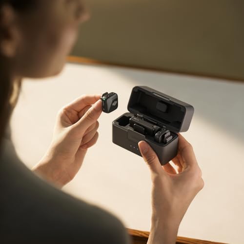DJI Mic Mini (2 TX + 1 RX + Charging Case), Wireless Microphone for iPhone/Camera/Android, Ultralight, Detail-Rich Audio, 48h Use, Noise Cancelling