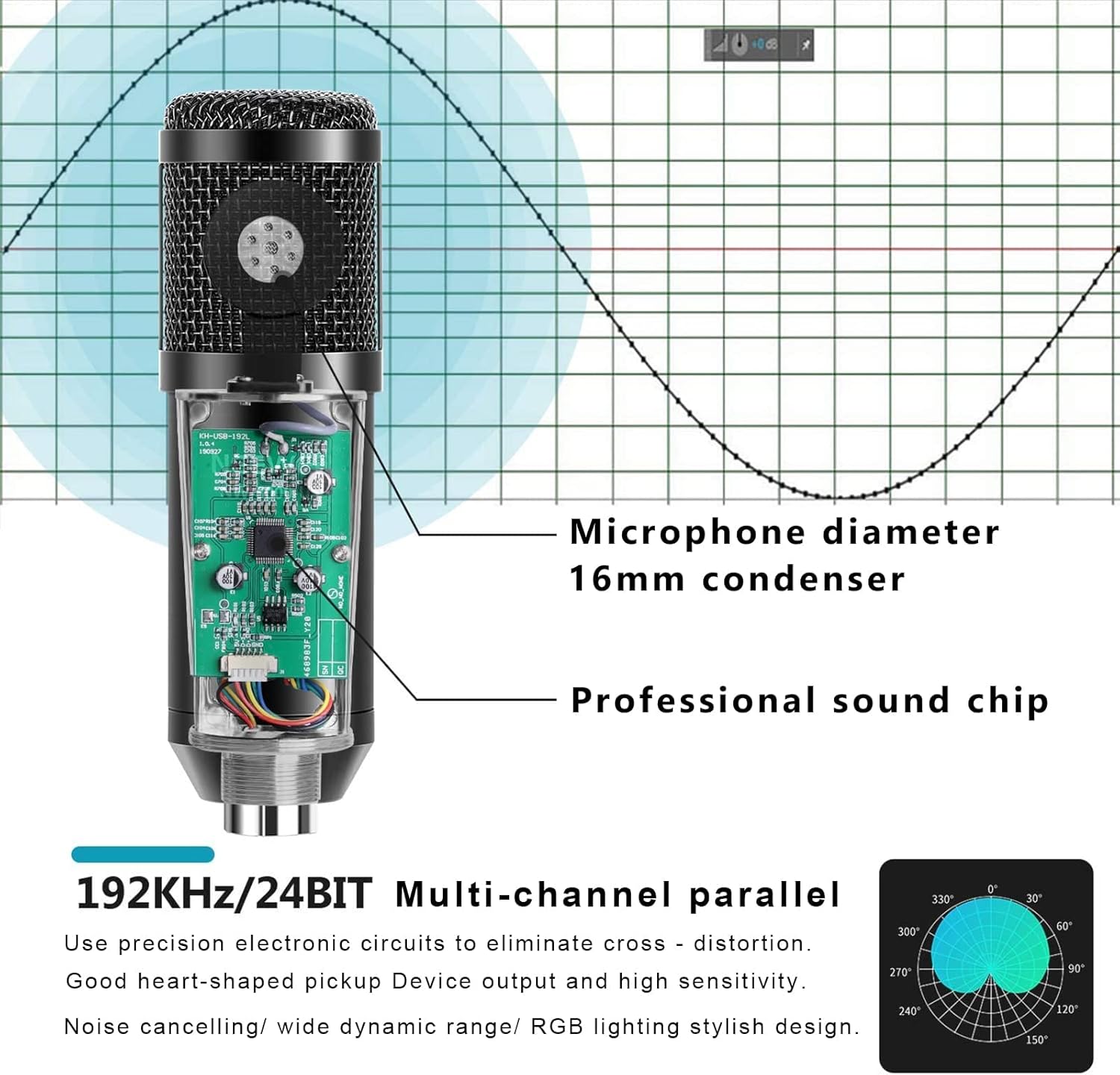 USB Microphone for PC, Censreal Gaming Microphone with Noise-Canceling for Streaming
