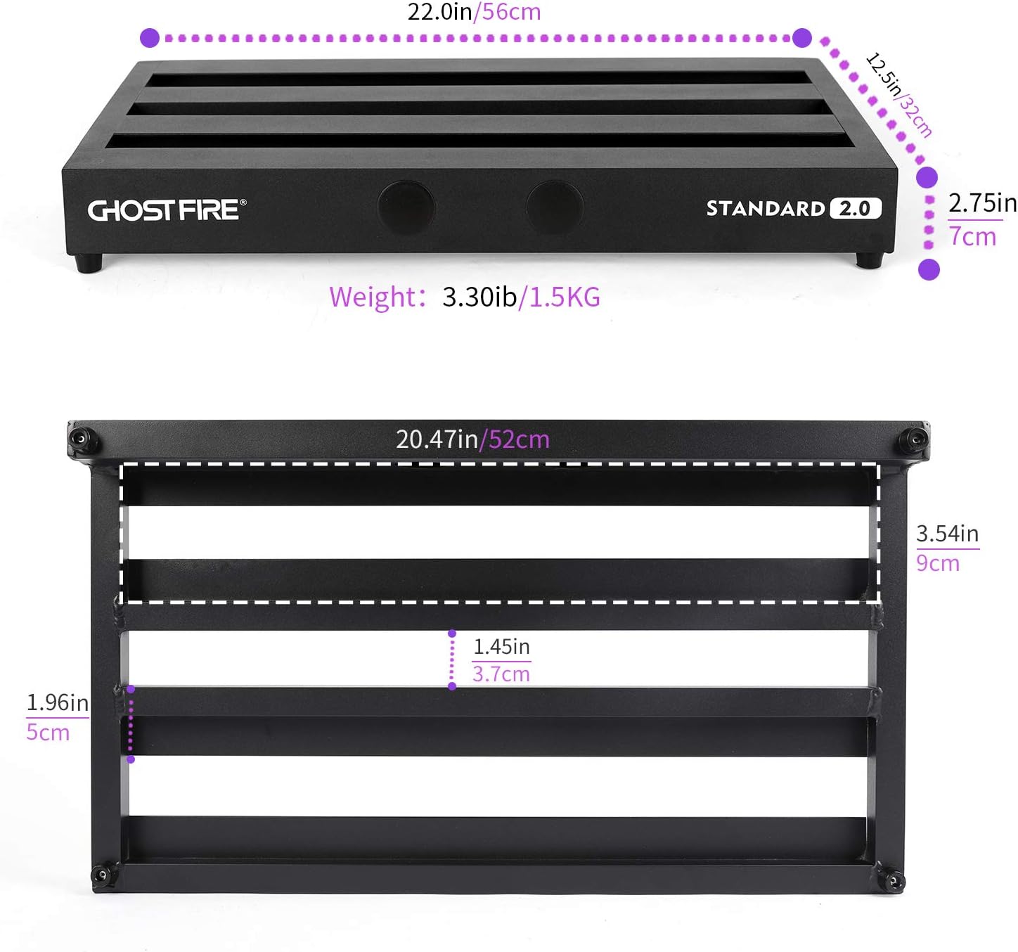 Ghost Fire Guitar Pedal Board Aluminum Alloy Effect Pedalboard with Carry Bag,V series (V-BABY MAX（Deluxe Edition）)