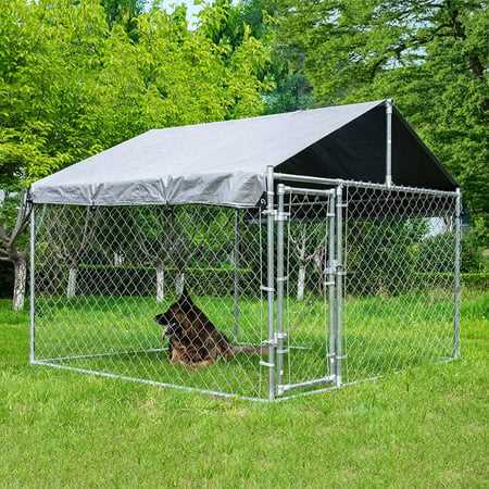 Hittite Large Outdoor Dog Kennel with Waterproof UV-Resistant Cover and Secure Lock, Size: 6.76'Large x 6.76'W x 5.64'H, Silver