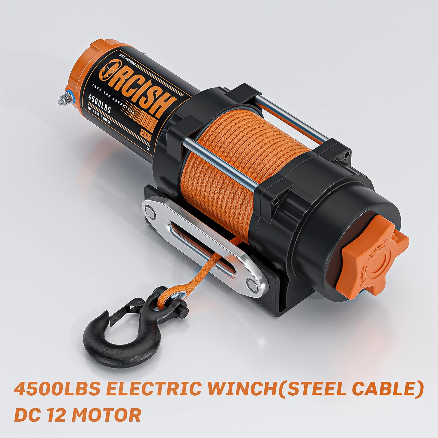ORCISH 12V 4500LBS Synthetic Rope Winch Kits for Towing ATV/UTV Off Road Trailer with Wireless Remote Control Mounting Bracket.