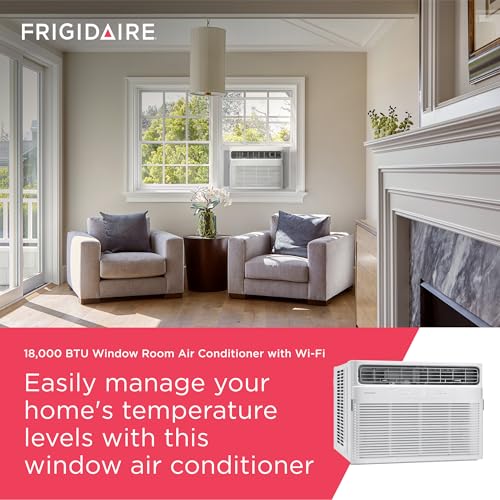 Frigidaire 18,000 BTU Smart Window Air Conditioner with Wi-Fi, Cools Up to 1,020 Sq. Ft., Remote Control, Quiet Operation, Eco Mode, 3 Fan Speeds
