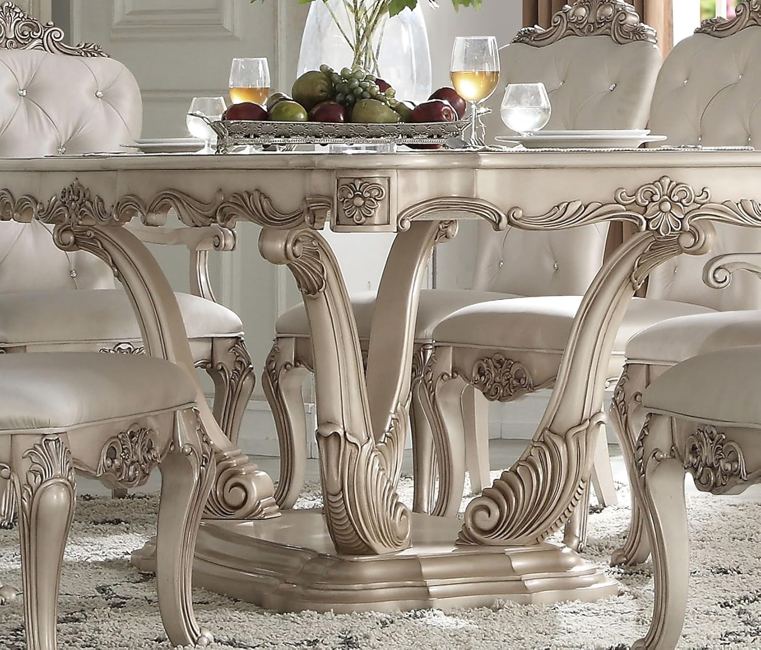 Formal 9-Piece Dining Room Set with Dining Extendable Table, 6 Side Chairs and 2 Arm Chairs, Set for 8 Persons