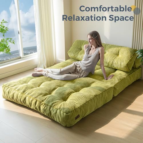 MAXYOYO Folding Sofa Bed, Convertible Sleeper Chair with Pillow Foldable Mattress with Back Support