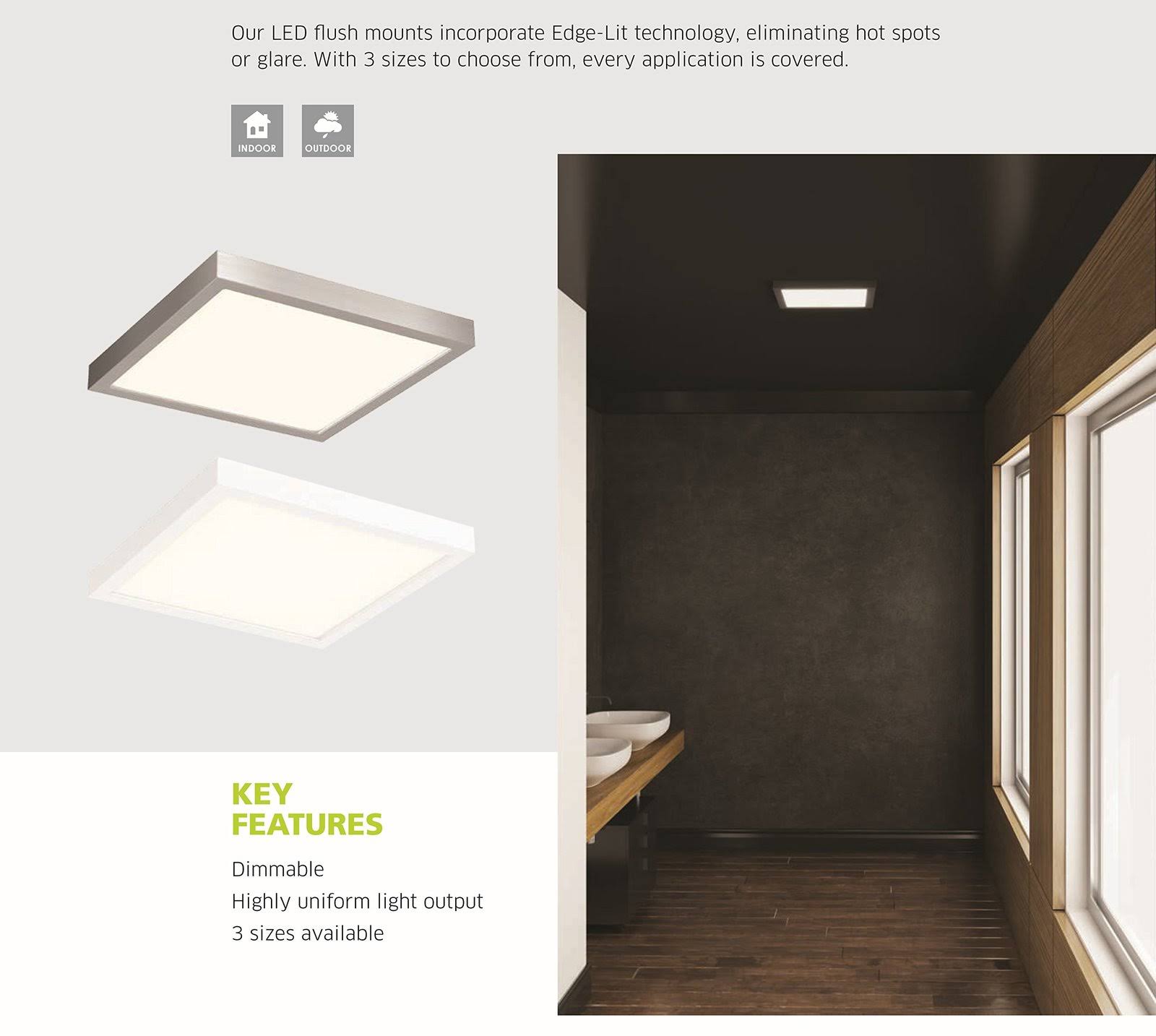 DALS Lighting 10x22 LED Square Flush Mount, Satin Nickel - CFLEDSQ10-SN