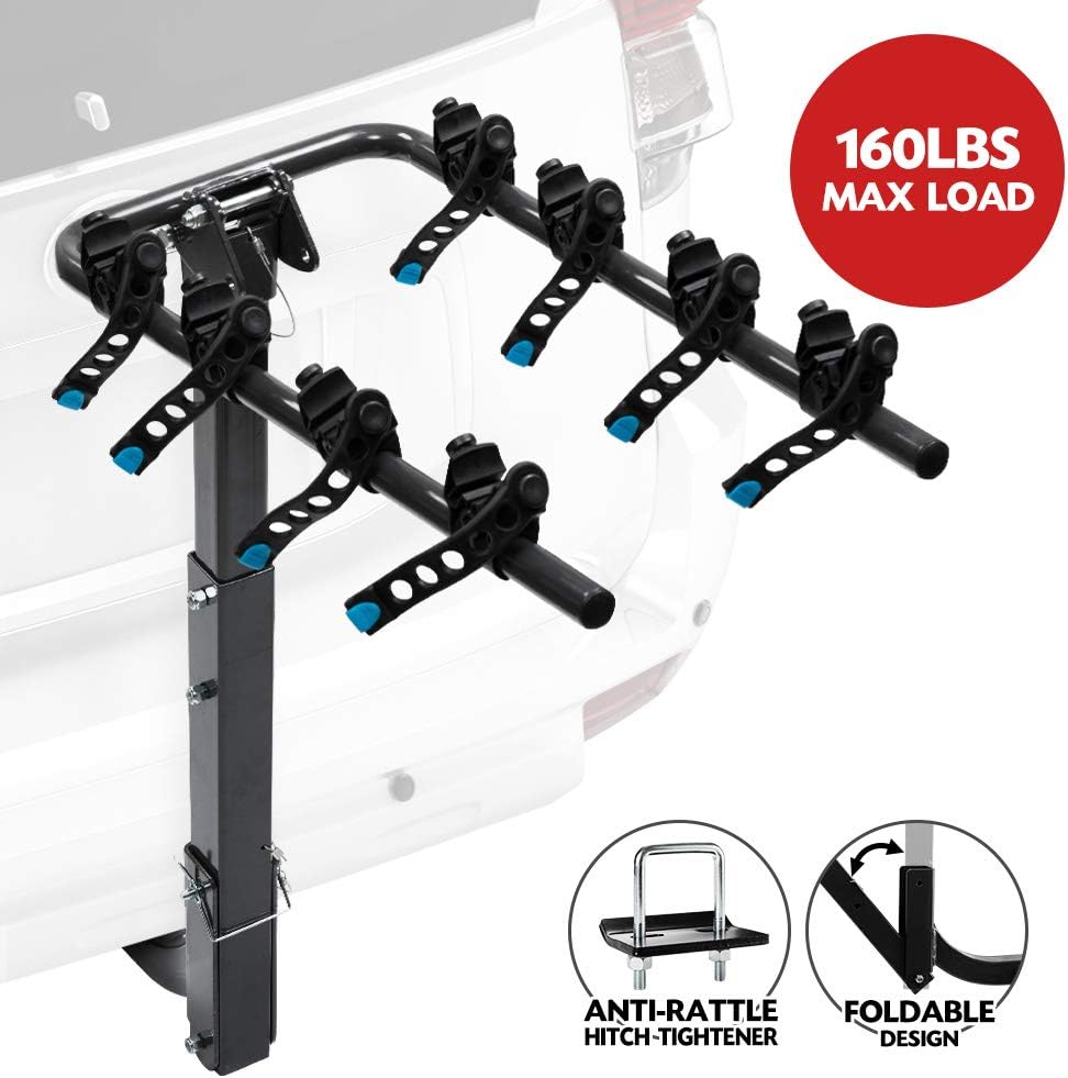 LITE-WAY 2-Bike Bicycle Hitch Mount Carrier Rack - Heavy Duty Bicycle Carrier Fit Most Sedans, Hatchbacks, Minivans, SUV (2 Inch Receiver)