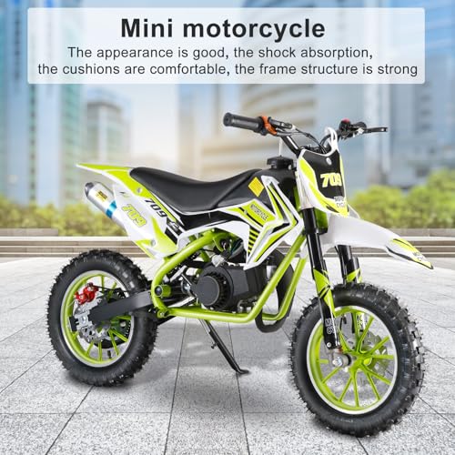 Honrane 50cc Dirt Bike for Kids, 2-Stroke Gas Power Motocross Bike, Off Road Mini Dirt Bike, Cool Appearance Kids Dirt Bike, Gas Motorcycle