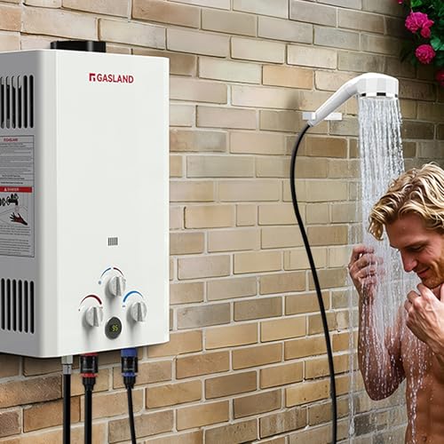 GASLAND BE158 Propane Tankless Water Heater 6L, Outdoor Portable Hot Water Heater, Overheating Protection, Easy to Install