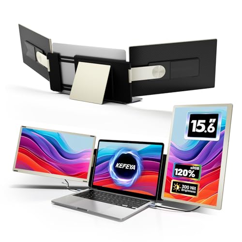 Laptop Screen Extender, 15.6" Portable Monitor for Laptop with 120% sRGB, FHD IPS & USB to HDMI Hub & 235° Rotation