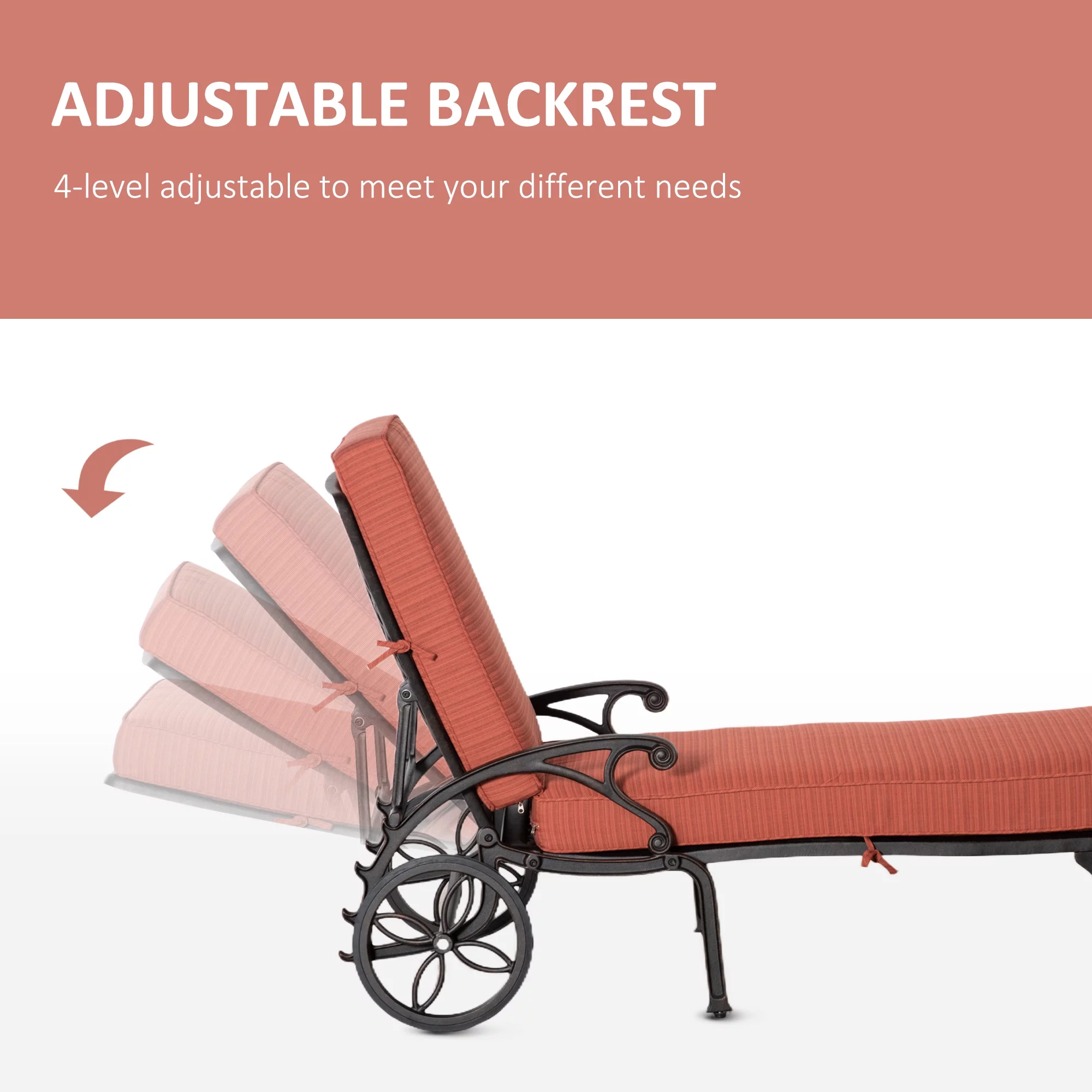 Outsunny Adjustable Outdoor Chaise Lounge Chair and Side Table Set