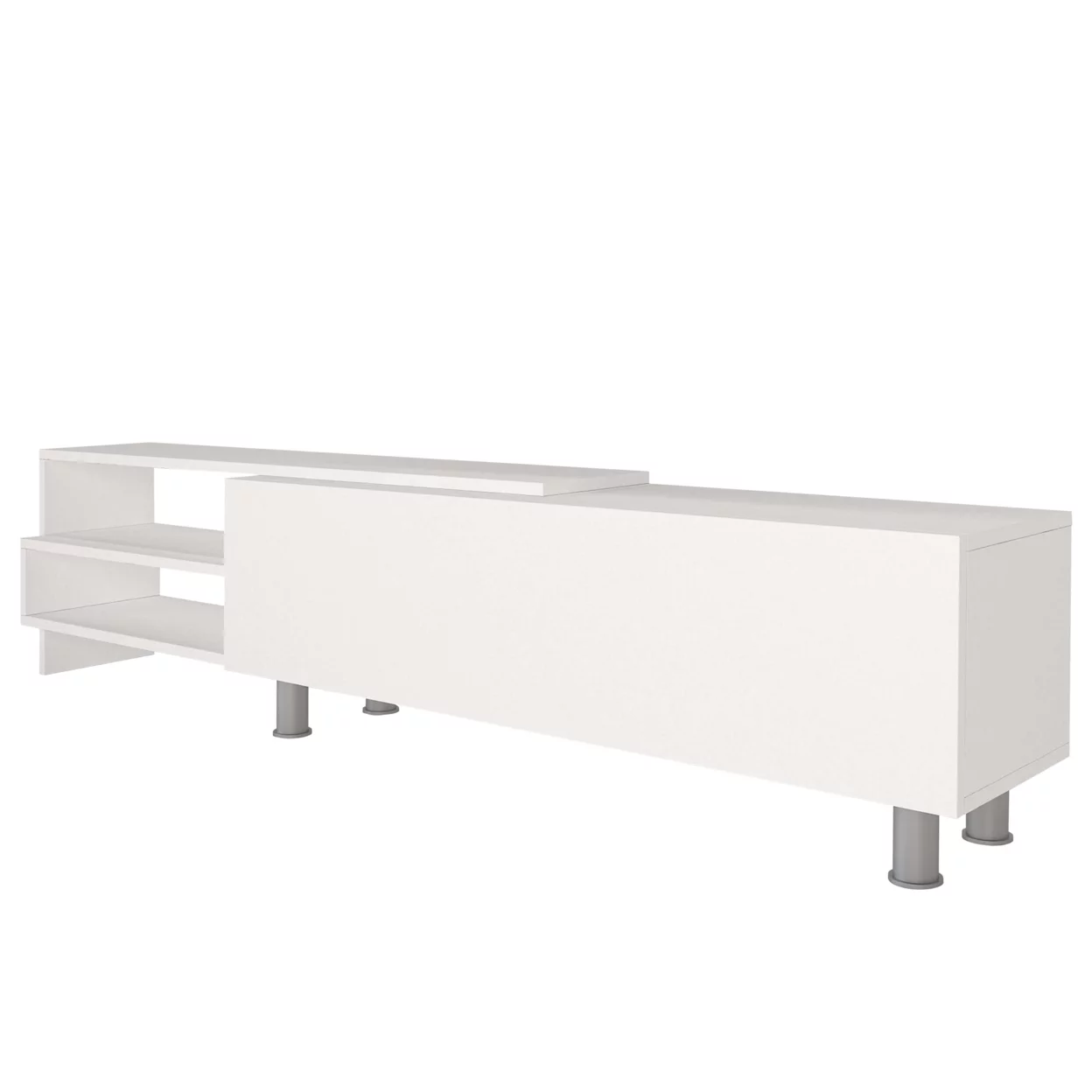 72 Inch Wood TV Console Entertainment Media Center with Storage 3 Piece Set, 2 Floating Wall Shelves, White, Saltoro