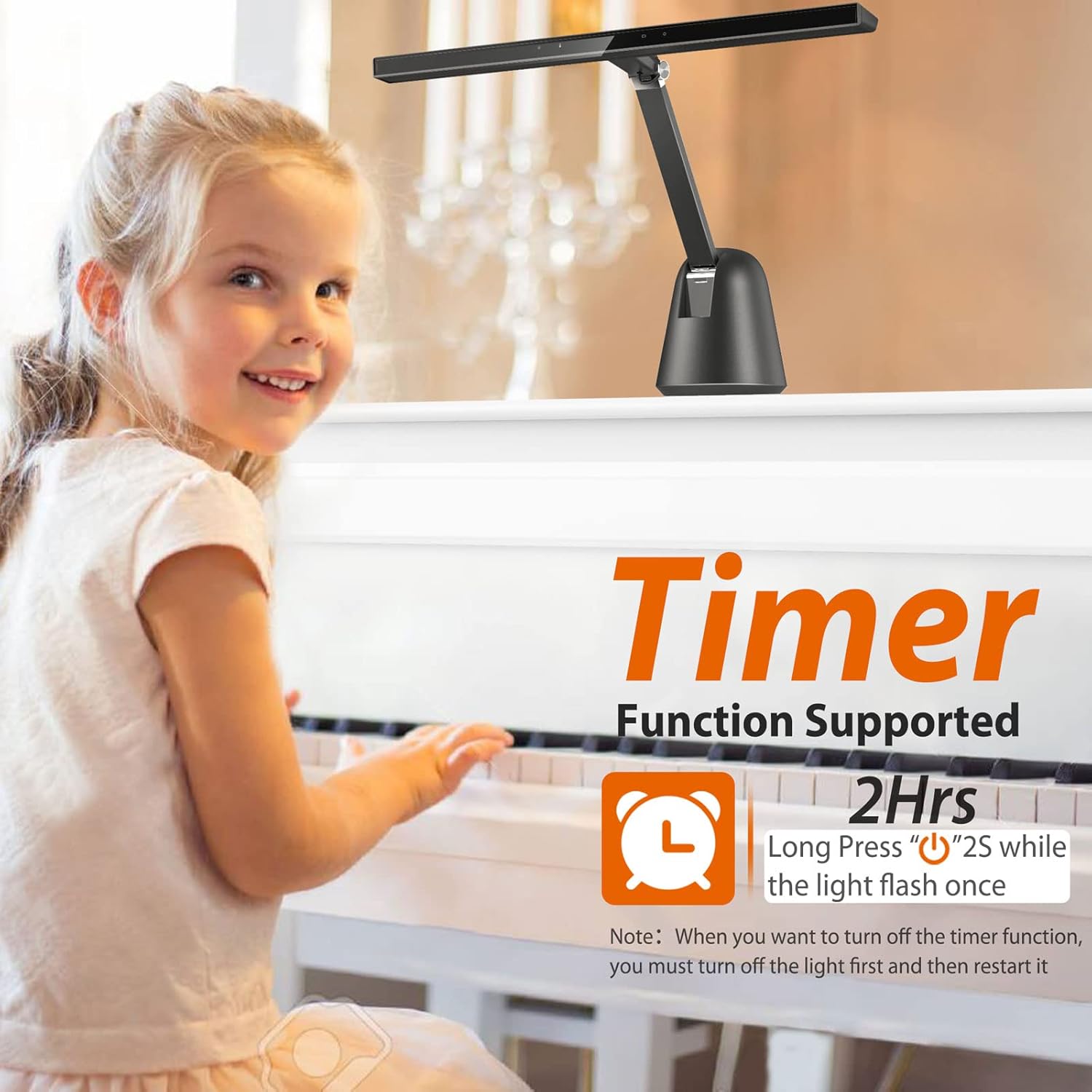 Quntis 55'' Ultra Wide Illumination Piano Light, 12W LED Professional Eye Caring Piano Lamp with Auto-Dimming, Dimmable Modern Reading Desk Lamp