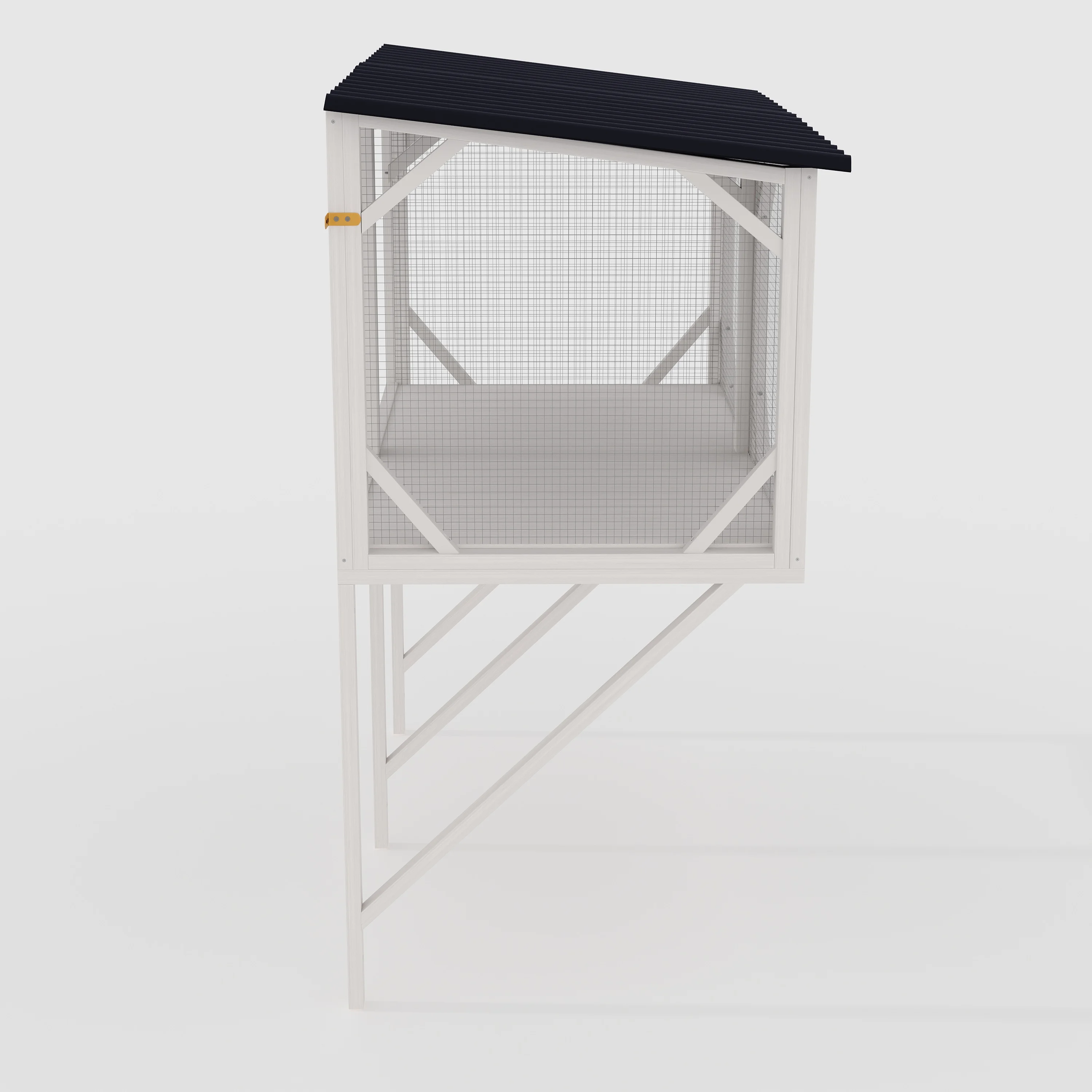 Montary Catio Outdoor Cat Enclosure with Window Access, 4-Tier Cat House with Wheels, Waterproof Roof &amp; Resting Box, Large Gray Cage