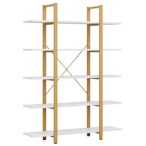 Tribesigns 5-Tier Bookshelf, Vintage Industrial Style Bookcase 72 H x 12 W x 47L Inches, Black