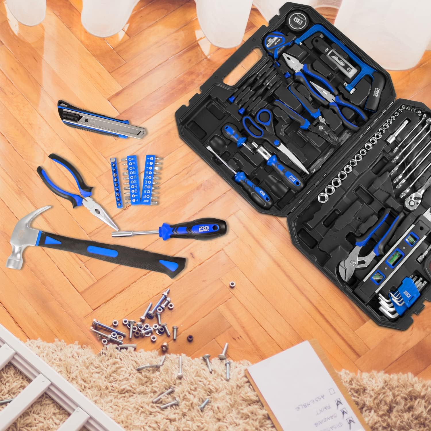 210-Piece Household Tool Kit, PROSTORMER General Home/Auto Repair Tool Set with Hammer, Pliers, Screwdriver Set