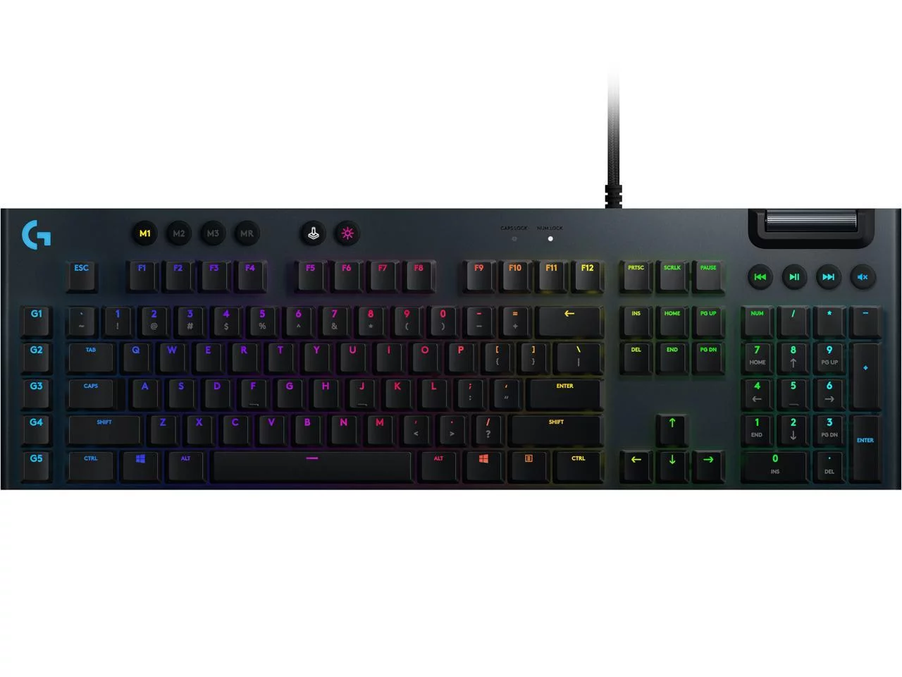 Logitech G815 Lightsync RGB Mechanical Gaming Keyboard - Cable Connectivity - USB Interface - English - PC, Windows, Mac OS - Mechanical Keyswitch