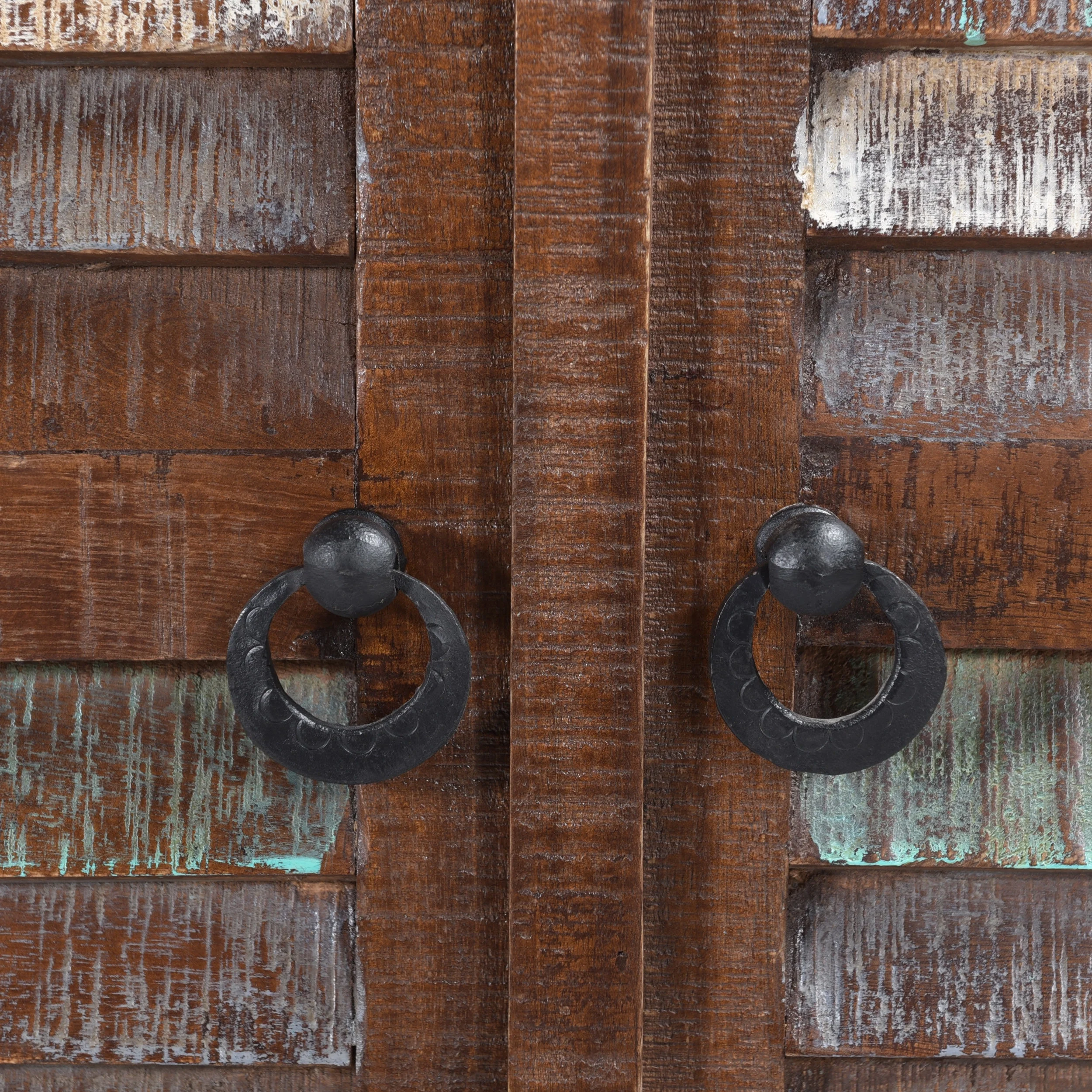 GDF Studio Alnoor Boho Handmade Recycled Wood Cabinet, Reclaimed Finish