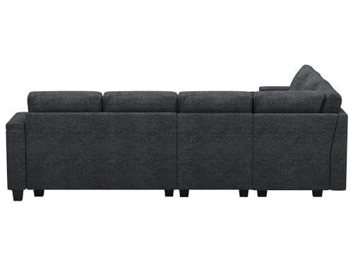 Belffin Modular Sectional Sofa Couch with Storage U Shape Convertible Corner Couches for Living Room Dark Grey Couch