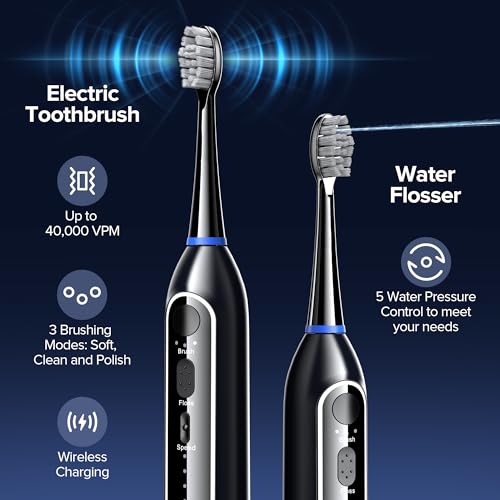 Water Flosser with Electric Toothbrush &ndash; 3 Sonic Toothbrush Modes & 5 Water Flossing Pressure &ndash