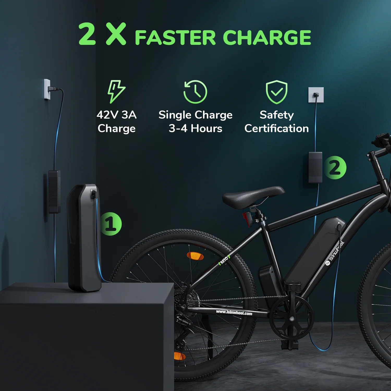 iSinwheel M10-W Electric Bike Adult 500W, 26"Commuting Electric Mountain Bike 20mph 55+ Miles, 36V Removable Battery, Professional 35-Speed