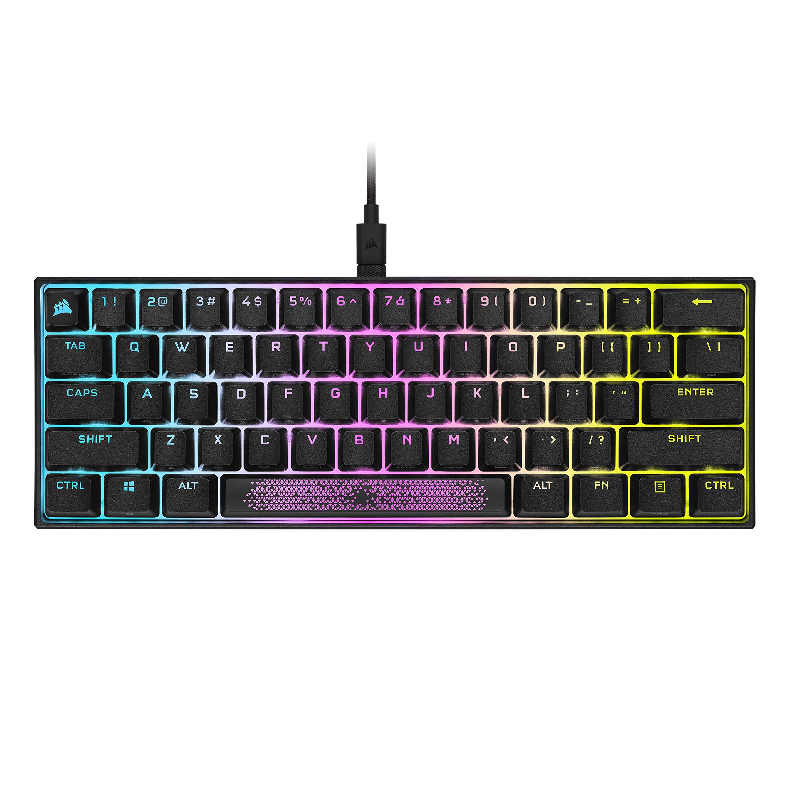 Corsair - K65 RGB Mini 60% Mechanical Gaming Keyboard, Backlit RGB LED, Cherry MX Speed Keyswitches - Black - Megean