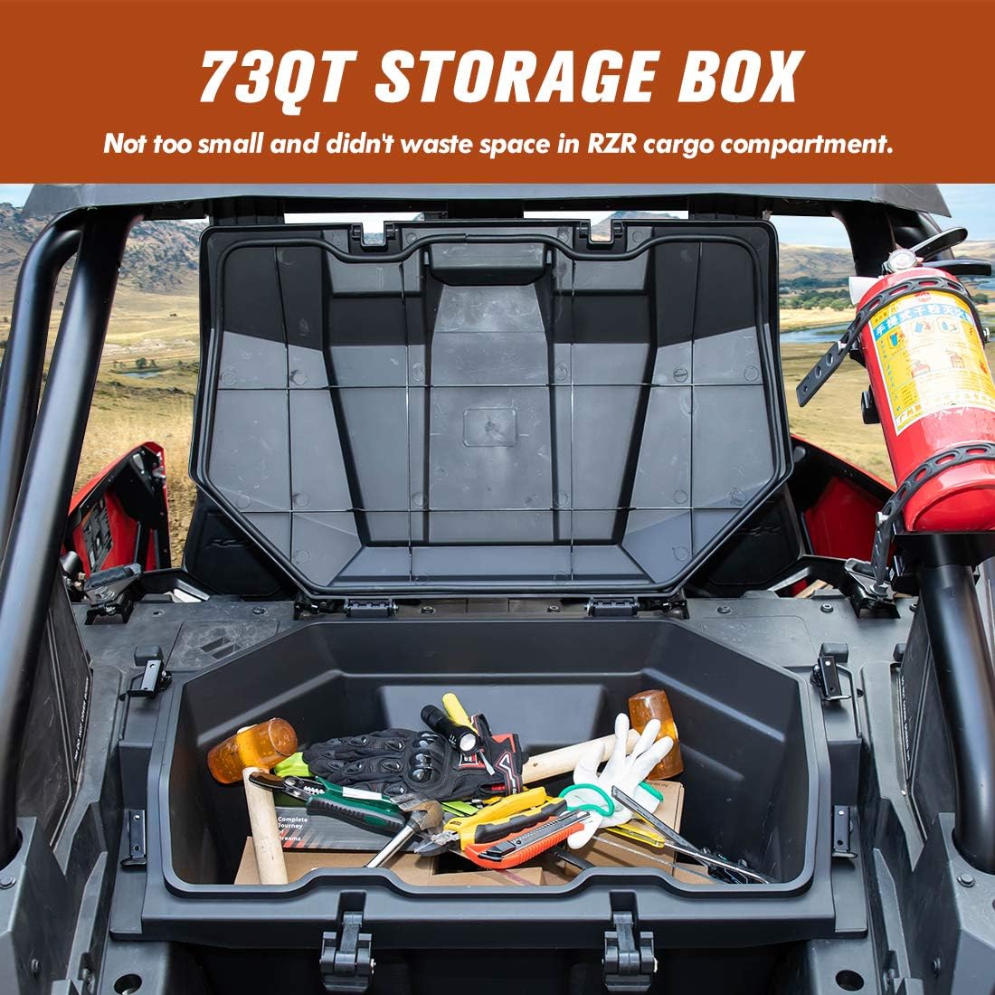kemimoto RZR PRO XP Cargo Box, 73 QT Rear Storage Bed Box Compatible with 2020 2021 2022 Polaris RZR PRO XP / 4