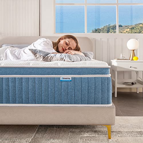 Rimensy Queen Mattress, 12 Inch Hybrid Mattress in a Box, Gel Memory Foam Mattress, Individually Wrapped Pocket Coils