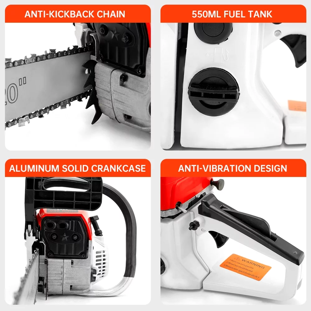 TOPTENG Gasoline Chainsaw with 22 in. Bar 52CC Engine 2-Cycle Gas Powered Chainsaw for Farm/Garden/Ranch/Firewood