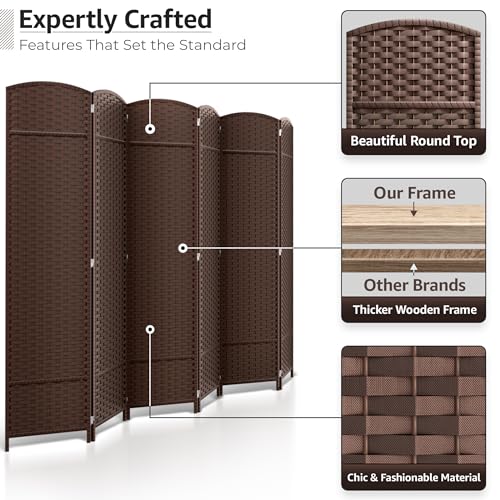 Sorbus 8-Panel Black Room Divider with Double Hinged Panels, 6 ft Tall Folding Privacy Screen