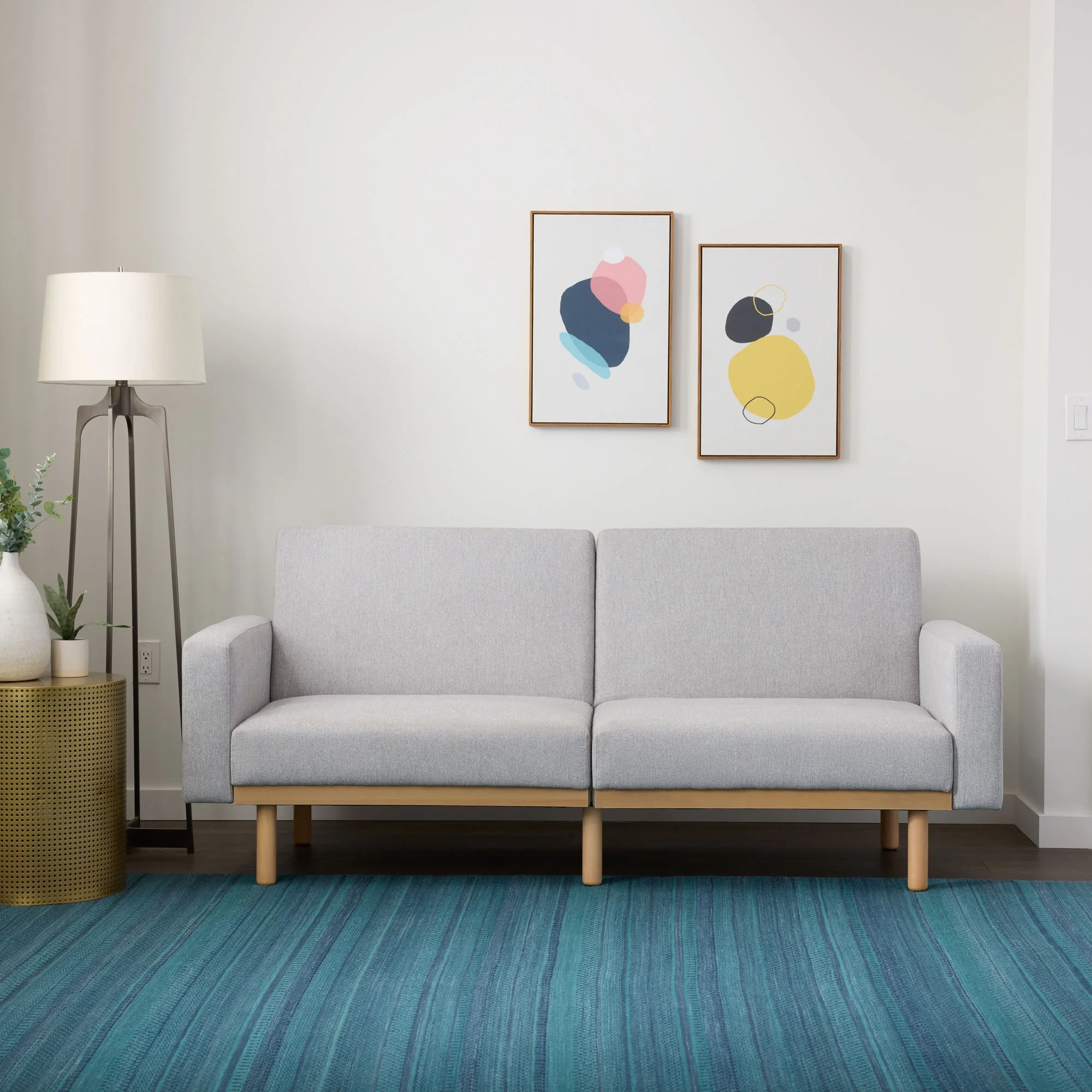 Mayview Upholstered Wood Base Futon, Light Gray