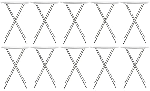 BTEXPERT White 2.63 Foot 32in Round Plastic Bar Height Folding Cocktail Table 330lb Weight Capacity Commercial Portable Banquet Dining Wedding Party