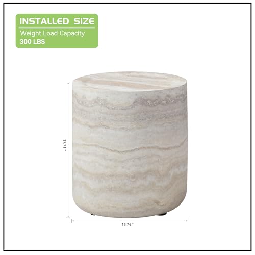 JUSTONE 15.75 ''Round Coffee Table, Accent End Table for Living Room Office Apartment, Modern Minimalist Side Table with Faux Marble Pattern