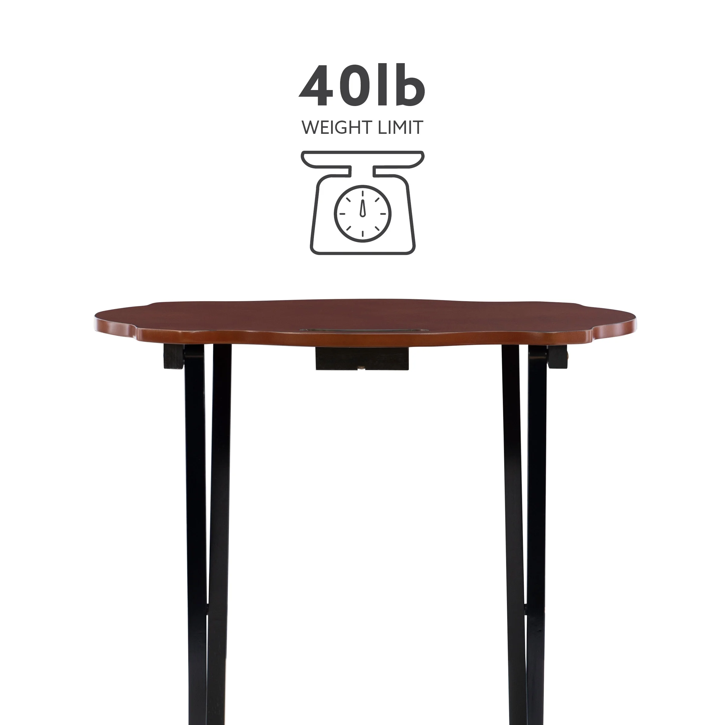 Powell Serpentine 5-Piece Indoor Folding Side Table, Snack, or TV Tray Set with Stand, 26" Tall, Hazelnut/Black