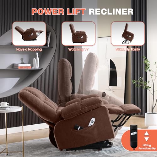 Power Lift Recliner Chair with Vibration Massage and Lumbar Heating for Elderly