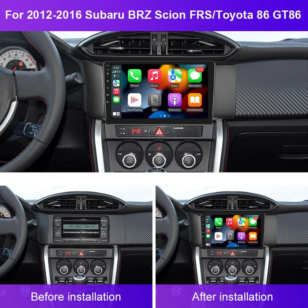 Kydely Upgrade Your Subaru BRZ/Scion FRS Toyota 86 GT86 with 9" CarPlay Android Radio Stereo - Wireless WIFI, Bluetooth, GPS