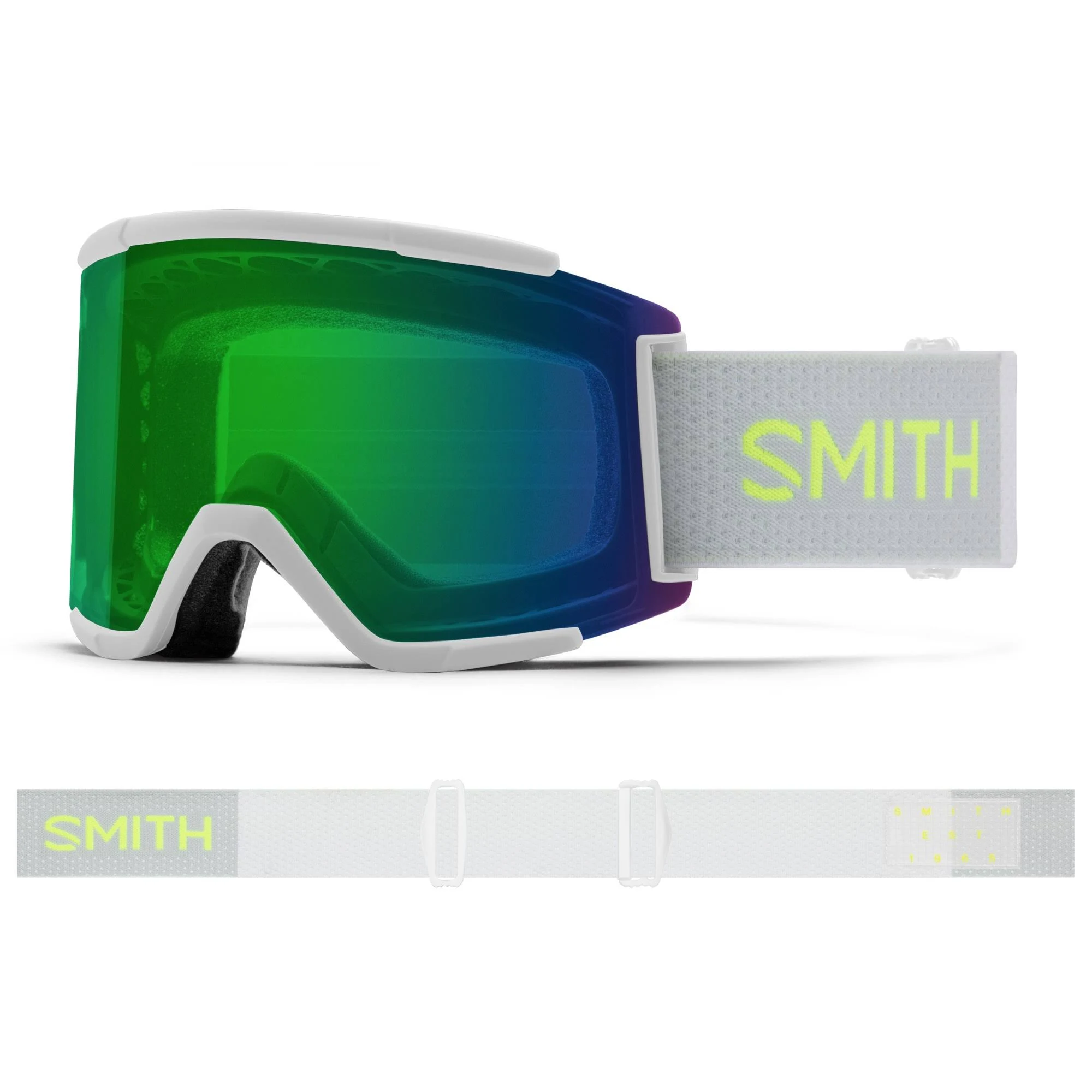 Smith Squad XL Goggles Sport White ChromaPop Everyday Green