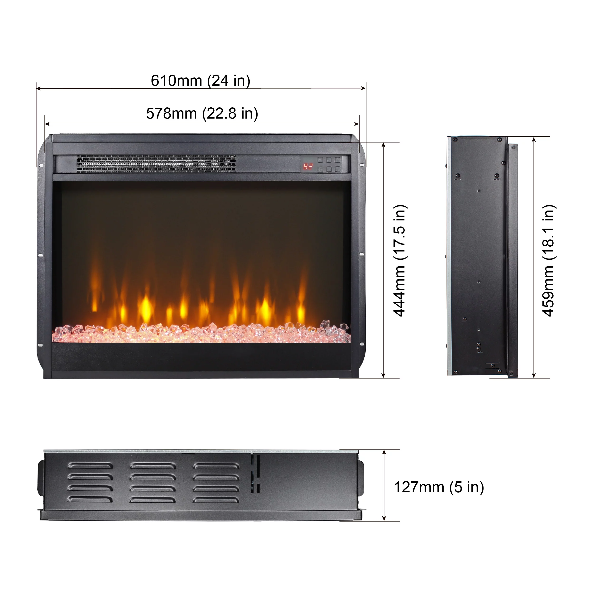 60 Inch Electric Fireplace Media TV Stand with Sync Colorful LED Lights-Dark Rustic Oak Color