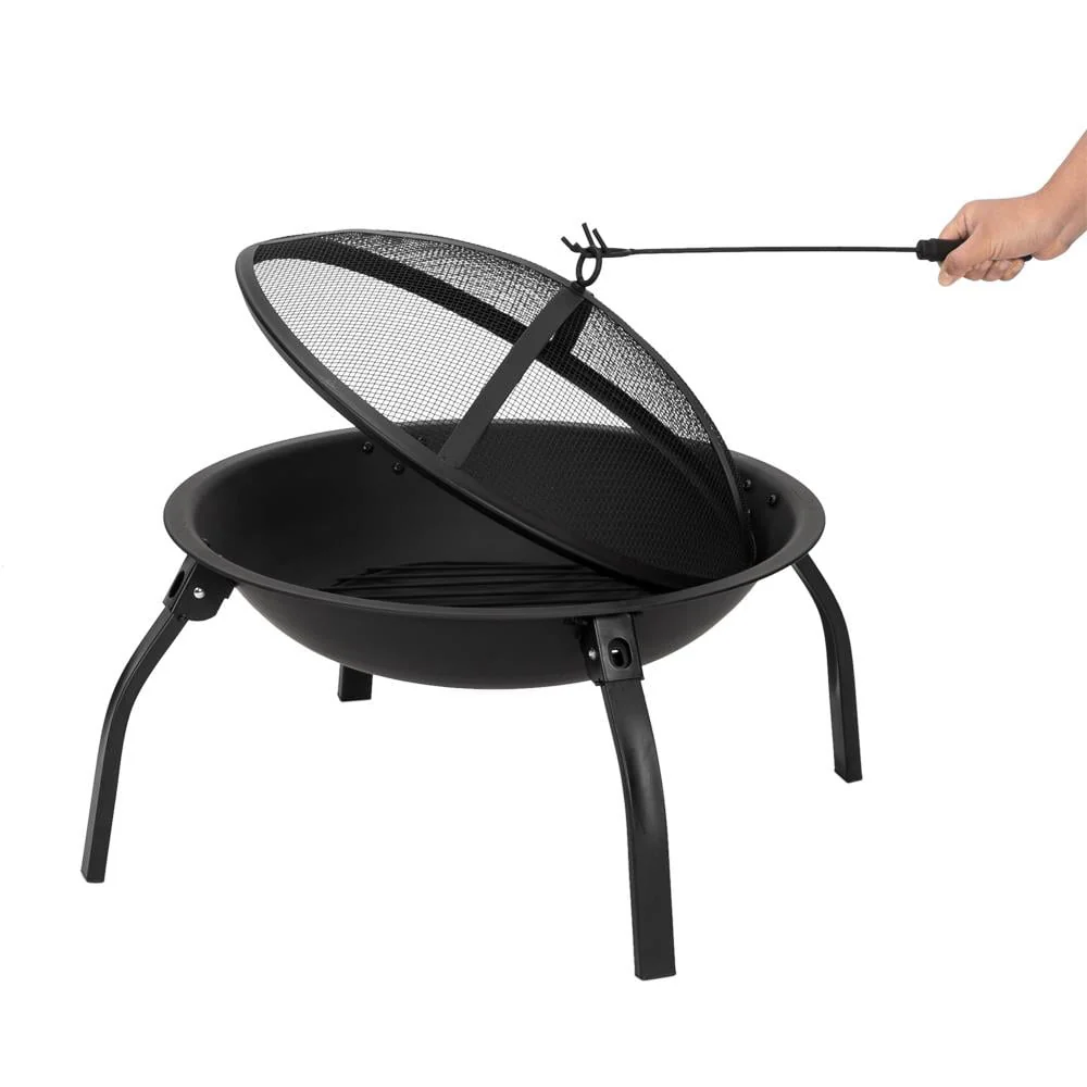 UBesGoo 32 Wood Burning Firepit Garden Square Fire Pit Stove Fire Bowl Patio Firepits Outdoor Black